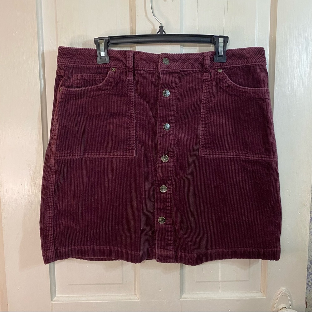 SONOMA | Sonoma Good for Life Corduroy Button Front Wine Color Skirt